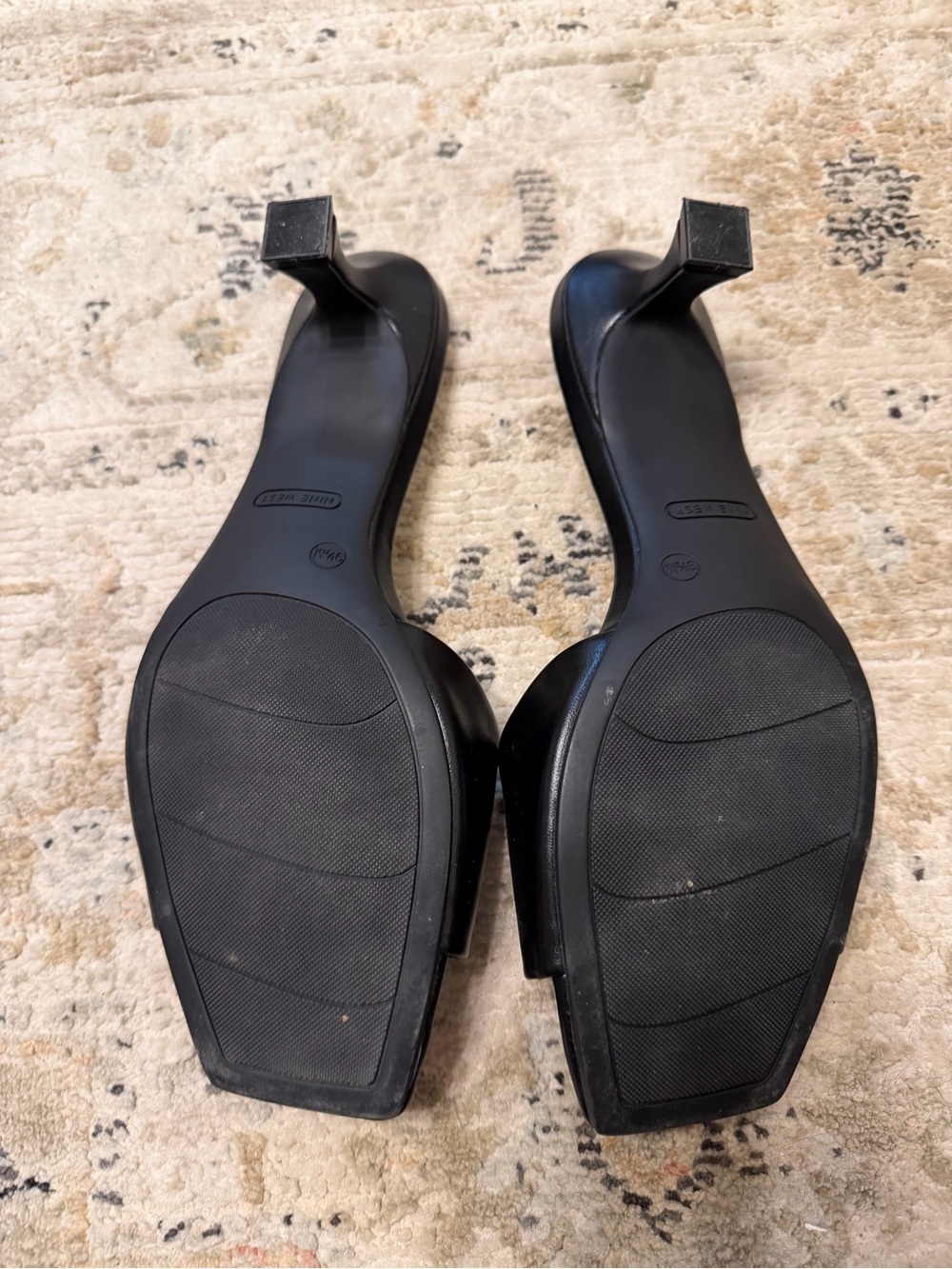 Nine West Black Slide Mules with Low Block Heel - Picture 3 of 5